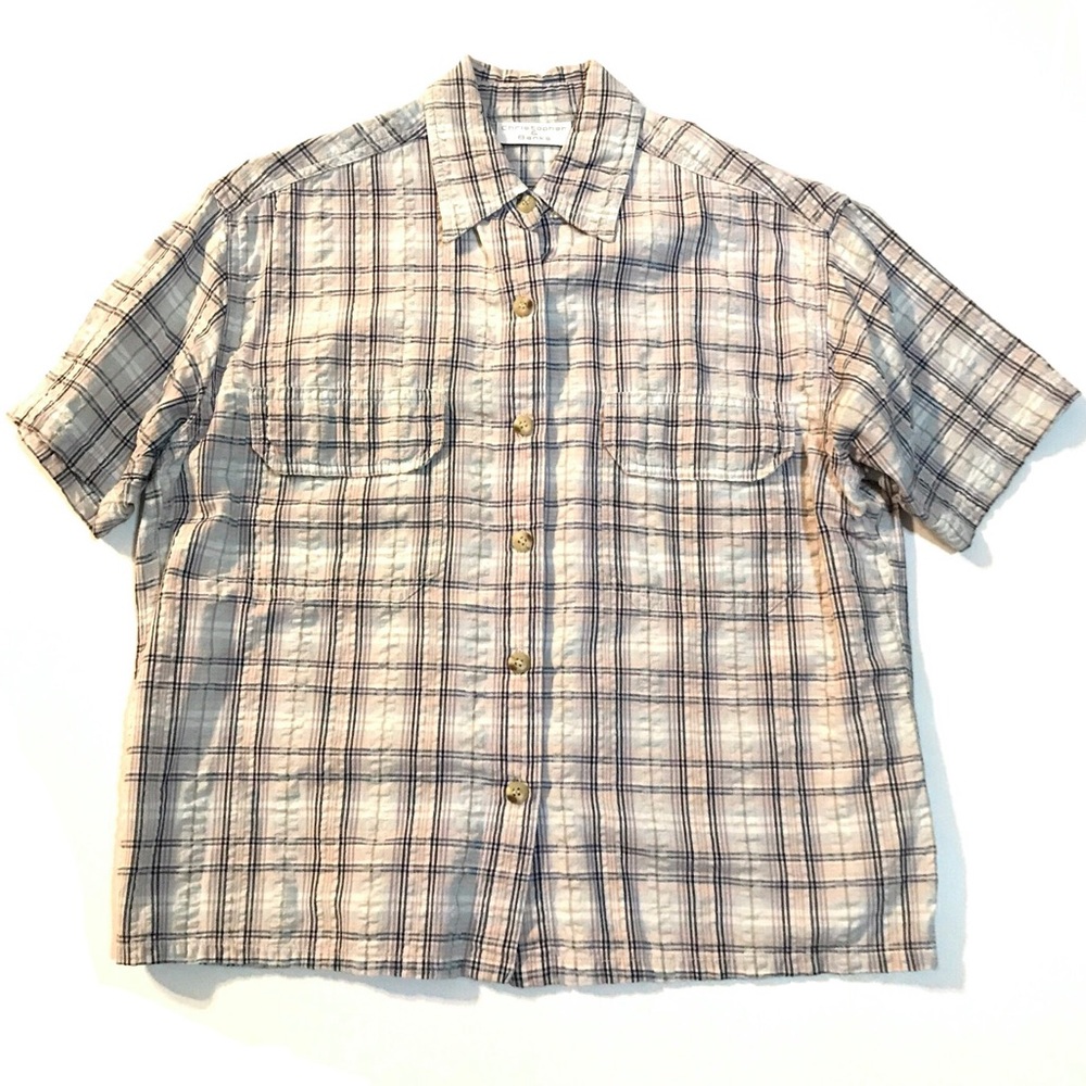 Christopher & Banks madras plaid button down shirt